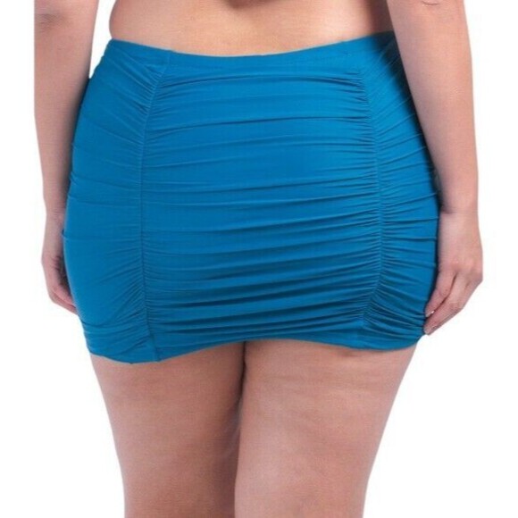 Raisins Womens Swimsuit size 20W new nwt $56 Teal Blue Swim Skirt Briefs Ruched - Picture 2 of 12